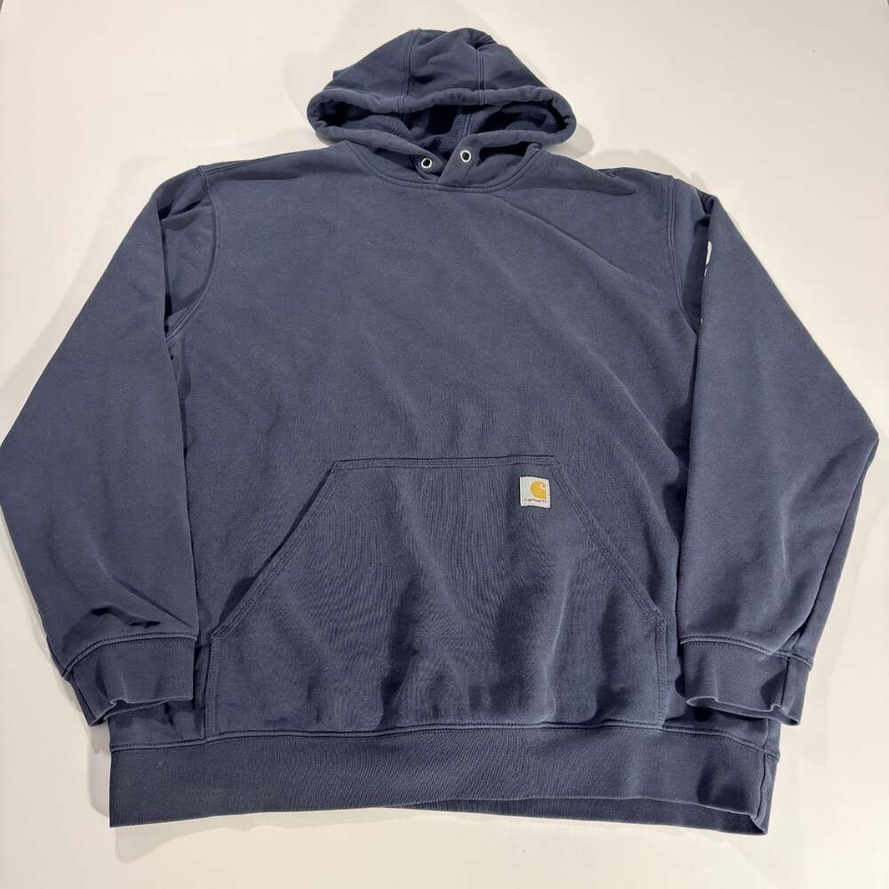 Carhartt Hoodie Mens XL Black Workwear Loose Fit Heavyweight Pullover Warm